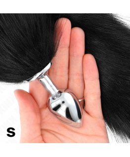 KINK - PLUG ANALE TAGLIA S 7 X 3 CM CON CODA SINTETICA 40 CM NERO