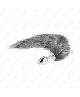 KINK - PLUG ANALE TAGLIA S 7 X 3 CM CON CODA SINTETICA 40 CM GRIGIO