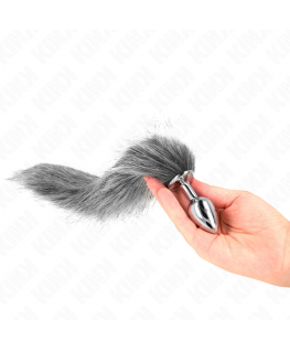 KINK - PLUG ANALE TAGLIA S 7 X 3 CM CON CODA SINTETICA 40 CM GRIGIO