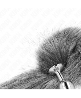 KINK - PLUG ANALE TAGLIA S 7 X 3 CM CON CODA SINTETICA 40 CM GRIGIO