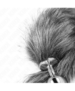 KINK - PLUG ANALE MISURA M 8 X 3,5 CM CON CODA SINTETICA 40 CM GRIGIO