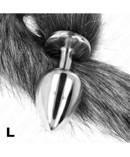 KINK - PLUG ANALE MISURA L 10 X 4 CM CON CODA SINTETICA 40 CM GRIGIO