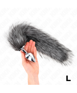 KINK - PLUG ANALE MISURA L 10 X 4 CM CON CODA SINTETICA 40 CM GRIGIO