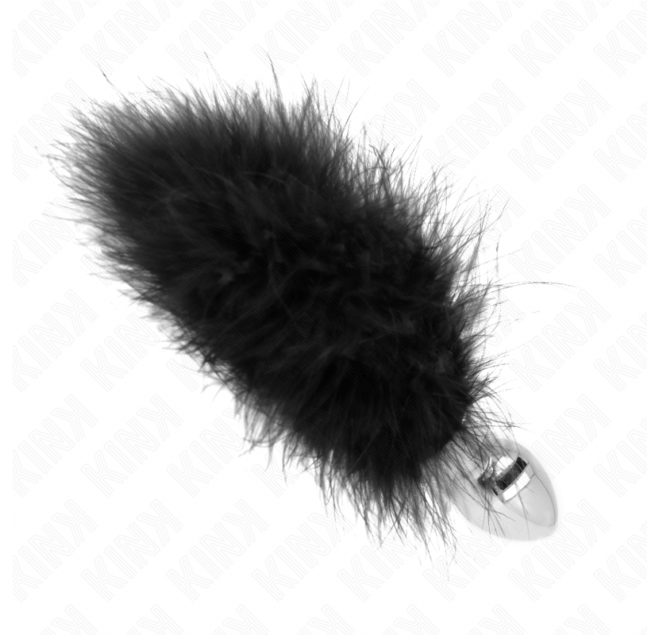 KINK - PLUG ANALE IN ACCIAIO INOSSIDABILE 11 x 7 CM CON PIUMA 11 CM