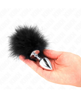 KINK - PLUG ANALE IN ACCIAIO INOSSIDABILE 11 x 7 CM CON PIUMA 11 CM