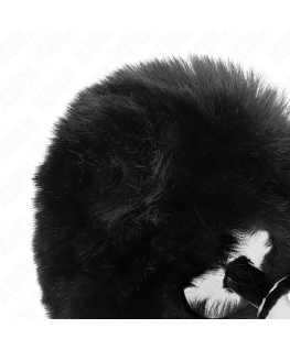 KINK - SPINA IN ACCIAIO INOSSIDABILE 7 x 3 CM CON CODA DI CONIGLIO IN ECOPELLICCIA NERA 8 CM