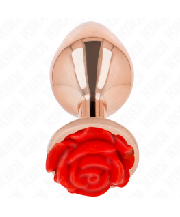 KINK - PLUG ANALE IN ORO ROSA CON ROSA ROSSA L KINK - PLUG ANALE IN ORO ROSA CON ROSA ROSSA L che trovi in offerta solo su SexyShopOnline a -35% di sconto