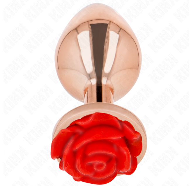 KINK - PLUG ANALE IN ORO ROSA CON ROSA ROSSA L