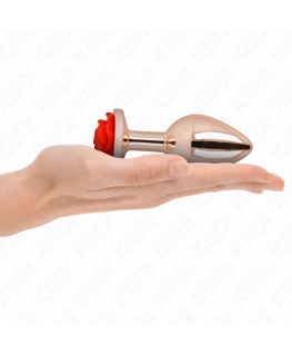 KINK - PLUG ANALE IN ORO ROSA CON ROSA ROSSA L