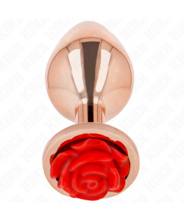 KINK - PLUG ANALE IN ORO ROSA CON ROSA ROSSA M