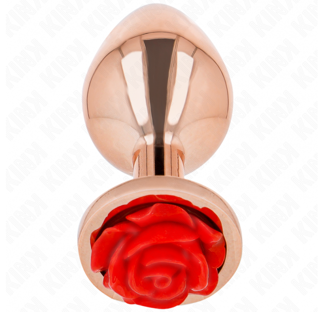 KINK - PLUG ANALE IN ORO ROSA CON ROSA ROSSA M
