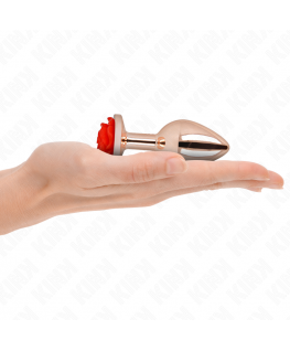 KINK - PLUG ANALE IN ORO ROSA CON ROSA ROSSA M