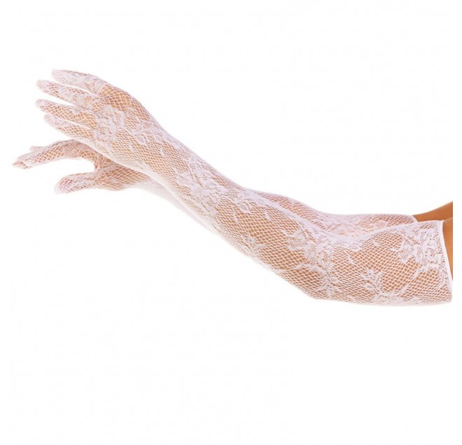 LEG AVENUE - GUANTI FLOREALI ROSSI BIANCHI