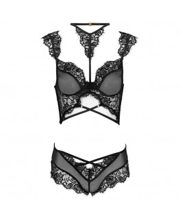 LIVCO CORSETTI FASHION - PALMENOM LC 90614 REGGISENO + SLIP NERO L/XL