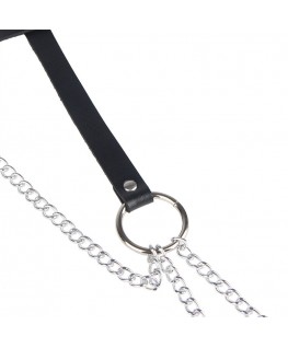 SUBBLIME - ANELLO IN PELLE CATENA ??CINTURA NERA TAGLIA UNICA