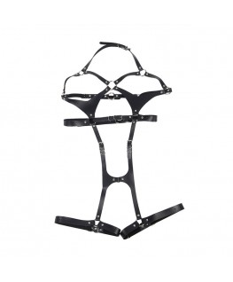 SUBBLIME - IMBRACATURA COMPLETA CON FIBBIE IN PELLE NERA TAGLIA UNICA