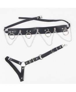 SUBBLIME - PETTORINA CINTURA E REGGETTIERE CON ANELLI E CATENA DETTAGLIO TAGLIA UNICA