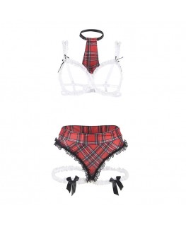 SUBBLIME - COSTUME SEXY DA SCUOLA CON REGGISENO L/XL
