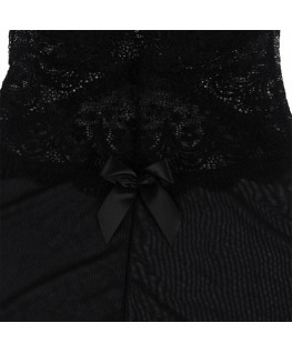 SUBBLIME - BABYDOLL TULLE CON DETTAGLI PIZZO E FIORI NERO S/M