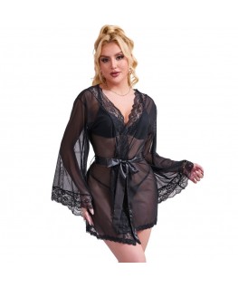 SUBBLIME - VESTAGLIA IN TESSUTO TRASPARENTE CON DETTAGLI IN PIZZO NERO S/M