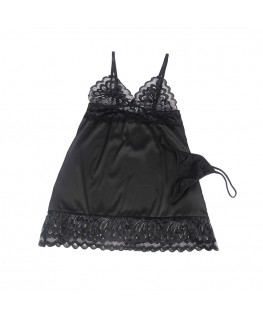 SUBBLIME - BABYDOLL CON PETTO STAMPA FLOREALE NERO L/XL