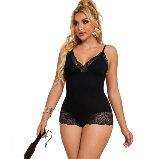 SUBBLIME - ORSACCHIOTTO CON DETTAGLI IN PIZZO FLOREALE NERO L/XL