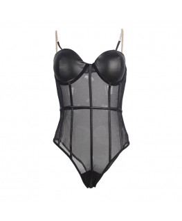 SUBBLIME - BODY CON BRETELLE A CATENA NERA S/M
