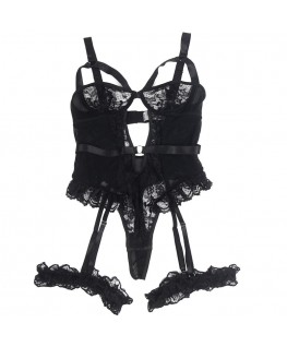 SUBBLIME - ORSACCHIOTTO CON GIARRETTIERA CON DETTAGLIO IN PIZZO E STRISCE NERO S/M