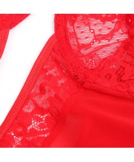 SUBBLIME - ORSACCHIOTTO CON GIARRETTIERA CON DETTAGLIO IN PIZZO E STRISCE ROSSO S/M