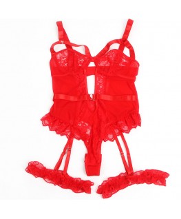 SUBBLIME - ORSACCHIOTTO CON GIARRETTIERA CON DETTAGLIO IN PIZZO E STRISCE ROSSE L/XL