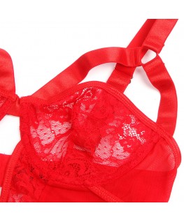 SUBBLIME - ORSACCHIOTTO CON GIARRETTIERA CON DETTAGLIO IN PIZZO E STRISCE ROSSE L/XL