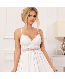 SUBBLIME - BABYDOLL SCOLLO A V CON DETTAGLIO FIOCCO BIANCO L/XL