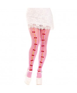 LEG AVENUE - CALZE CON APERTURE CUORE E FIOCCHI ROSA