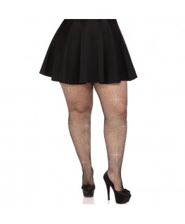 LEG AVENUE - CALZE A RETE CRISTALLIZZATA NERE TAGLIE FORTI