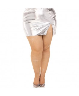 LEG AVENUE - CALZE A RETE CRISTALLIZZATA CARAMEL TAGLIA FORTE