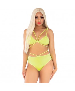 LEG AVENUE - TOP E SLIP GIALLI CON SPALLINE