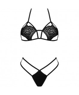 LIVCO CORSETTI FASHION - JIMENA LC 20216 REGGISENO + PERIZOMA NERO TAGLIA UNICA