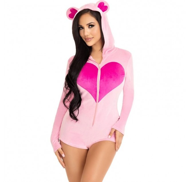 LEG AVENUE - BODY IN VELLUTO ORSETTO ROSA M