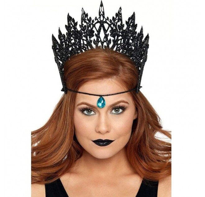 LEG AVENUE - CORONA CON GLITTER E GIOIELLO NERO