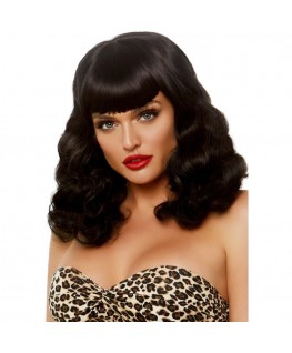 LEG AVENUE - PARRUCCA RETRO RICCIA CON FRANGIA NERA LUMINISCENTE