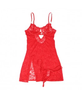 SUBBLIME - 954208 BABYDOLL IN PIZZO CON SPALLINE REGOLABILI ROSSO S/M