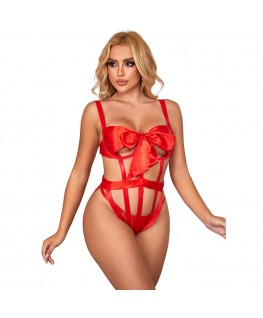 SUBBLIME - 954468 BODY SEXY TRAFORATO CON FIOCCO ROSSO S/M