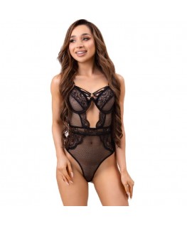 LIVCO CORSETTI FASHION - PAULA LC 20209 BODY CON DECORI IN PIZZO NERO S/M