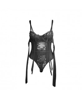SUBBLIME - 955496 BODY IN PIZZO CON FIOCCHI E GIARRETTIERE NERO S/M
