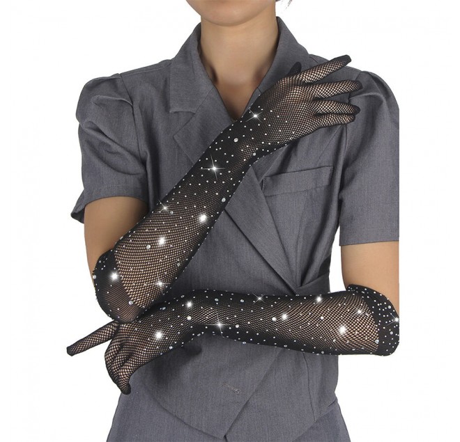 SUBBLIME - 957469SHINE GUANTI TRASPARENTI NERI S/M