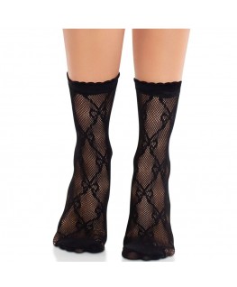 LEG AVENUE - CALZINI IN PIZZO CON FIOCCO IN PIZZO NERO