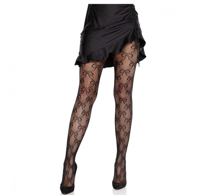 LEG AVENUE - COLLANT A RETE CON FIOCCO NERO