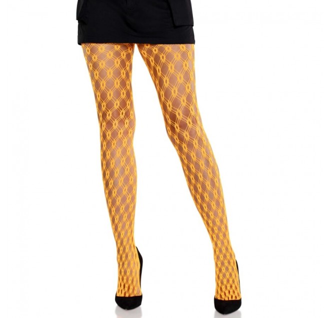 LEG AVENUE - COLLANT IN PIZZO CON OCCHIELLI NEON ARANCIONE