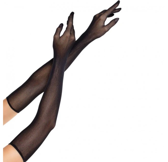 LEG AVENUE - GUANTI LUNGHI A RETE OPERA NERI