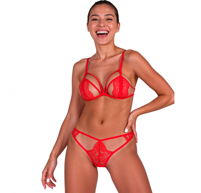 PASSION - ANUVERA REGGISENO + PERIZOMA FIRE BRICK S/M